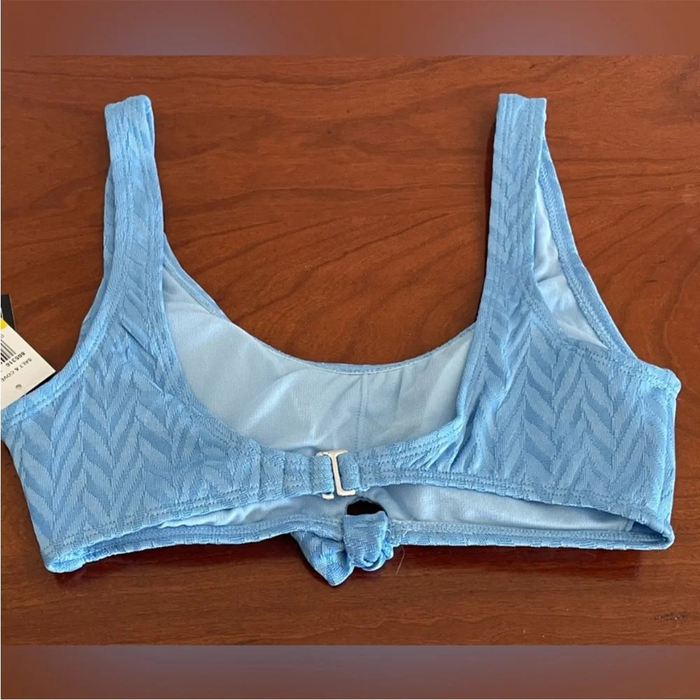 Salt + Cove Light Blue Textured Tie-Front Bikini Set